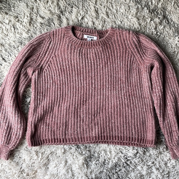 BB Dakota Sweaters - BB Dakota Pink Chenille Sweater